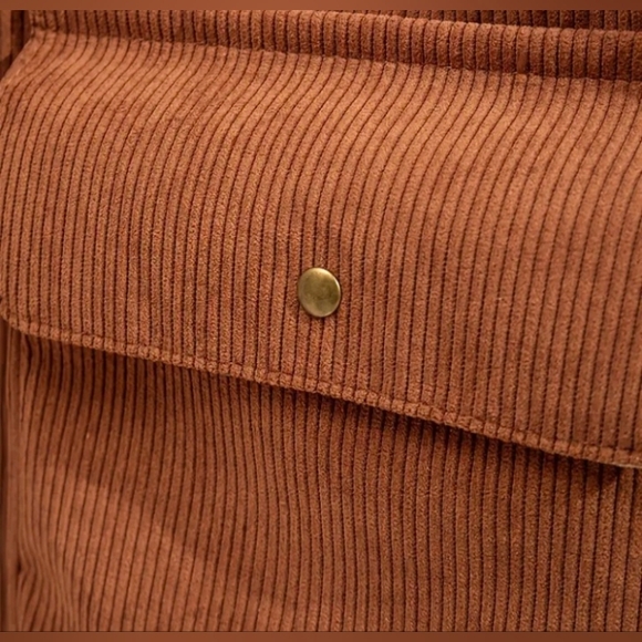 Vintage Retro Urban Chic Brown Chestnut Corduroy Crossbody Bag Minimalist Tote - Picture 10 of 16